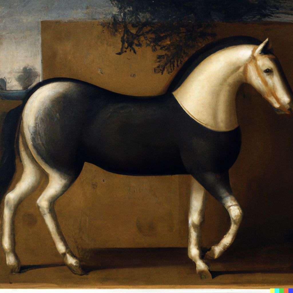 a horse, painting from the 17th century